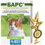 АВЗ Барс Капли для кошек против блох и клещей