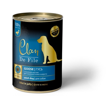 Clan De File Гусь в желе с экстрактном Юкки и льняное масло для взрослых собак всех пород – интернет-магазин Ле’Муррр
